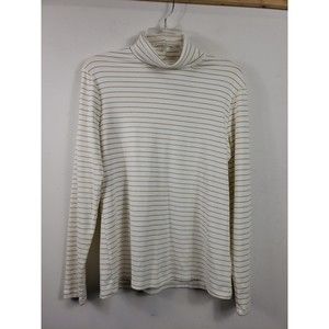 Time and Tru Women’s Turtleneck winter white stripe Sz Lg